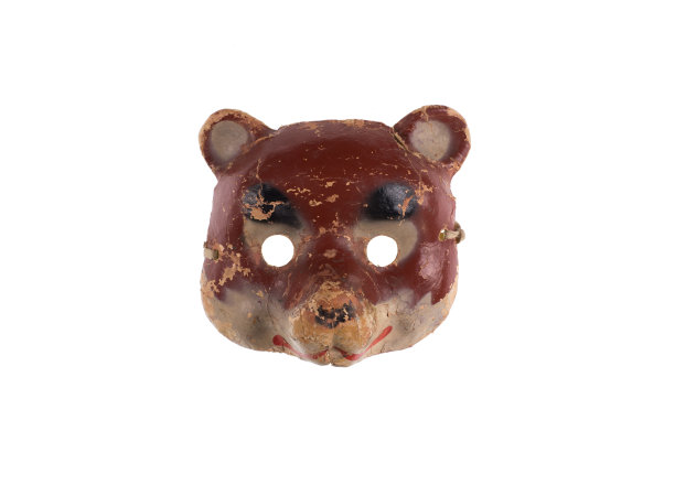 复古熊面具孤立在白色背景图片下载