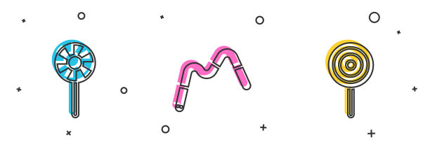 设置棒棒糖、果冻、蠕虫、糖果和图标图片下载