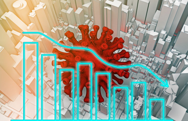 抽象城市的细胞冠状病毒呈下降趋势图片下载