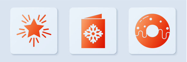 设置圣诞明信片，圣诞星星和甜甜圈图片下载