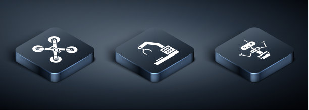 设置等距无人机飞行机器人和机器人图片下载