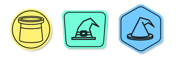 设行魔术师帽女巫帽和女巫帽图片下载