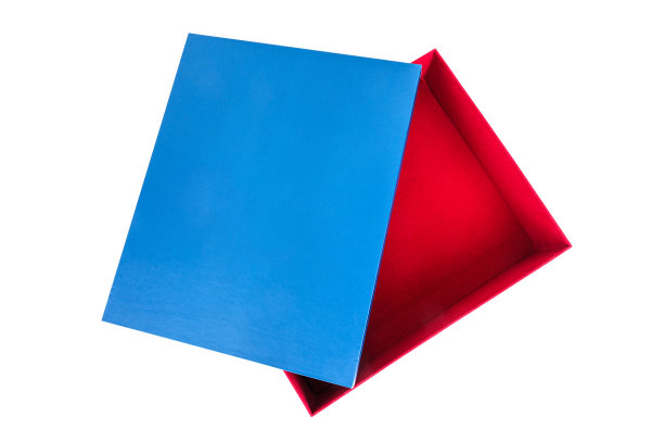 蓝色盖子与红色盖子盒隔离在白色背景。图片下载