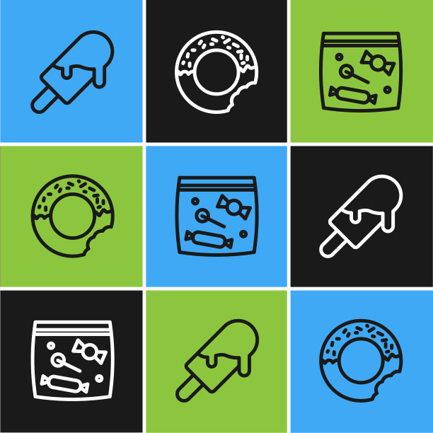 设冰淇淋糖果线，用于糖果和糖果的包装图片下载