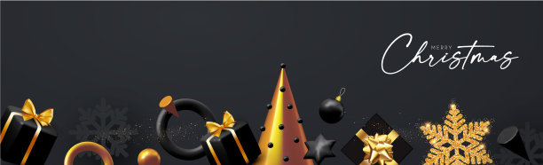 新年快乐2021年和圣诞横幅3d图片下载