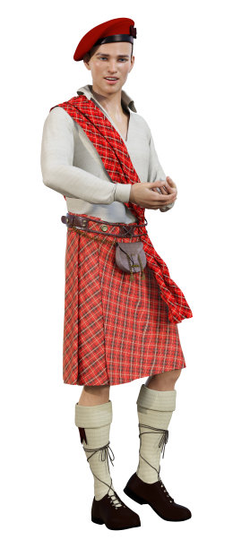 3D插图年轻的高地人在白色图片下载