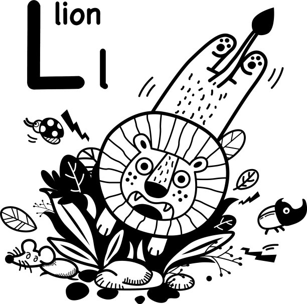 手绘字母l-lion图片下载