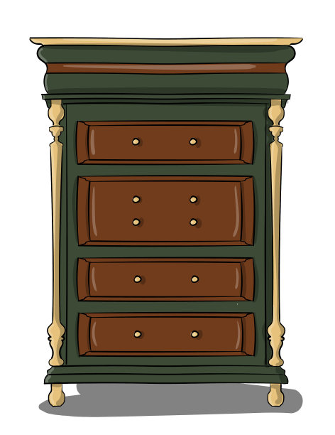 绿色木质衣柜抽屉雕刻细节图片下载