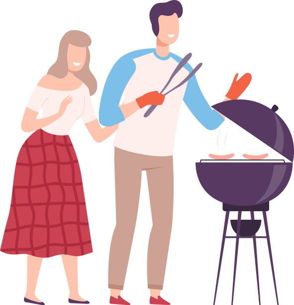 一男一女在户外烧烤图片下载
