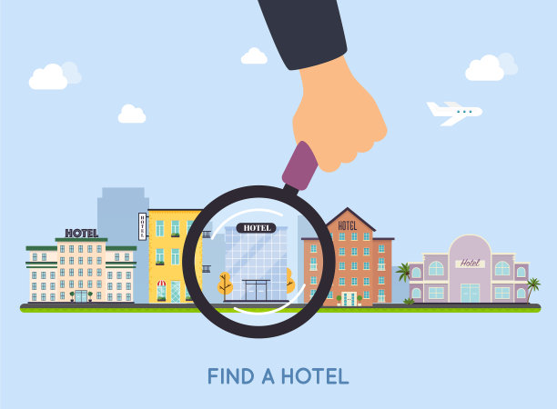 酒店选择放大镜与酒店图片下载