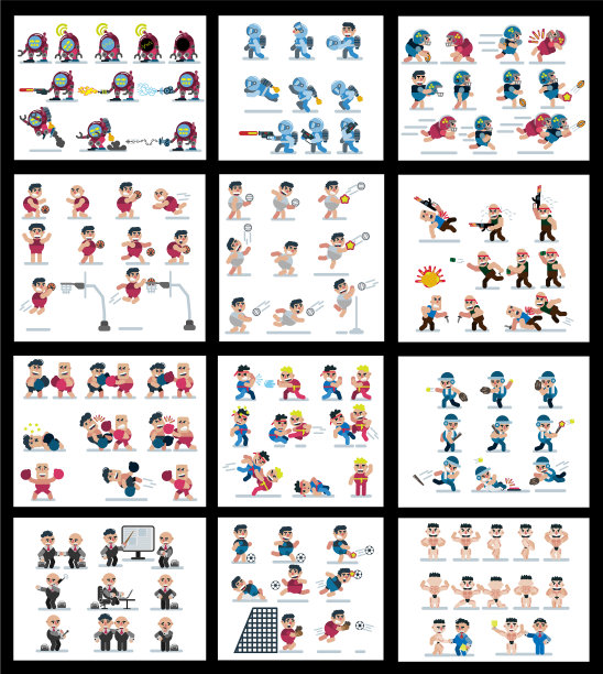 设定人物排球，橄榄球，棒球图片下载