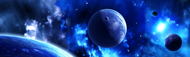 有行星和星云的太空场景素材图片