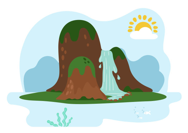 美丽的风景与绿色的山或岩石图片下载