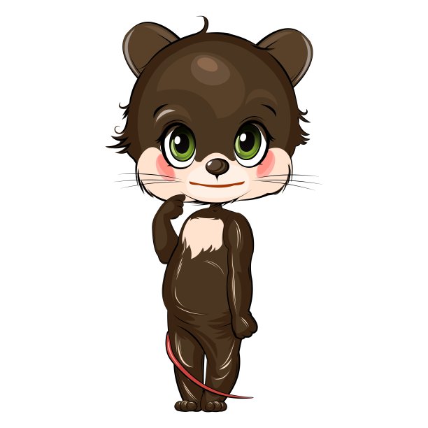 小老鼠。可爱有趣的动物。的孩子。卡通风格。孤立在白色背景上。向量图片下载