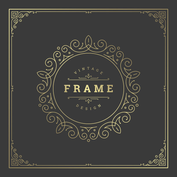 复古花饰旋涡线框图片下载