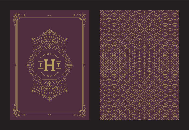 复古装饰贺卡，书法华丽图片下载