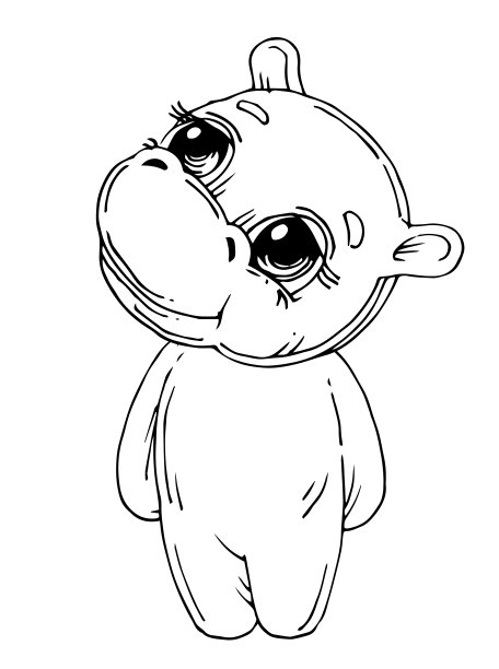 河马的玩具。卡通涂鸦风格。手绘。大纲。有趣的图片。物体被隔离在白色背景上。向量图片下载