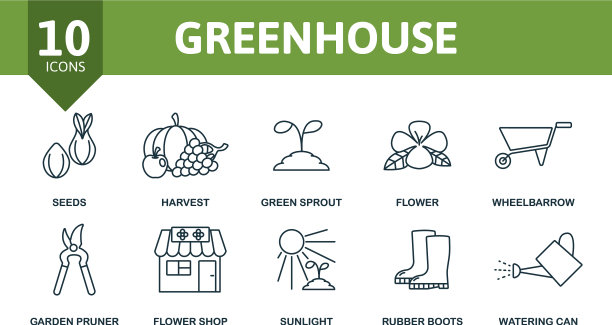 温室图标集合包含绿色图片下载