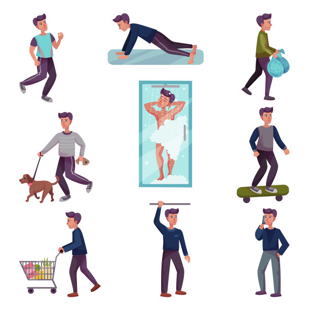 年轻人一边跑一边遛狗图片下载