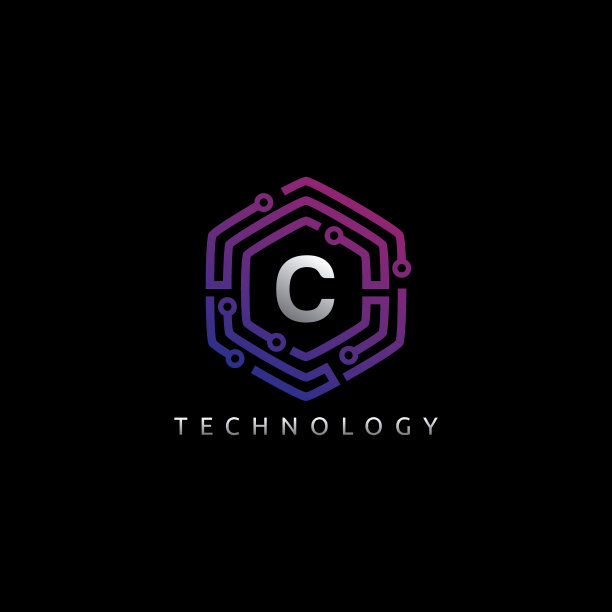六边形网络字母C图标设计矢量。图片下载
