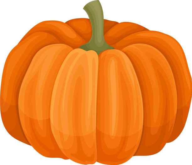 橙色圆形南瓜，光滑，略棱图片下载