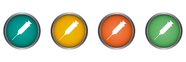 药物注射矢量图标金属边缘，平面设计圆网按钮隔离图片下载