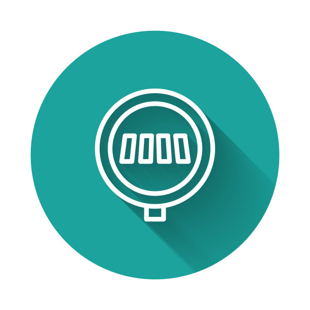 白线人行横道图标孤立与长阴影背景。17、交通规则，安全驾驶。绿色圆圈按钮。向量图片下载