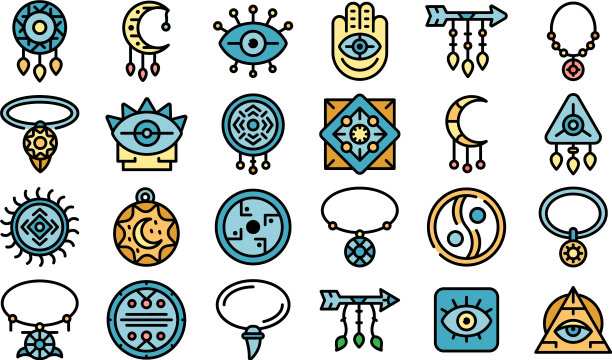 护身符图标设置平图片下载