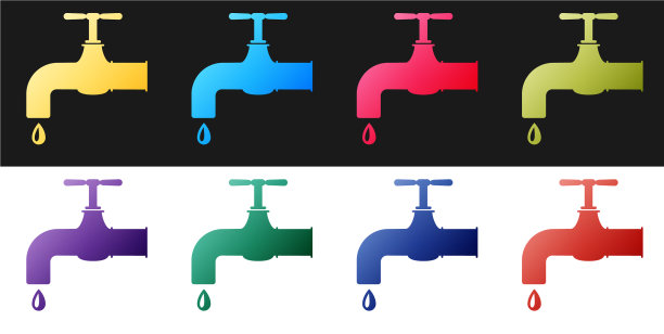 设置水龙头与下落的水滴图标图片下载