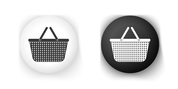 黑白购物篮图标隔离上图片下载
