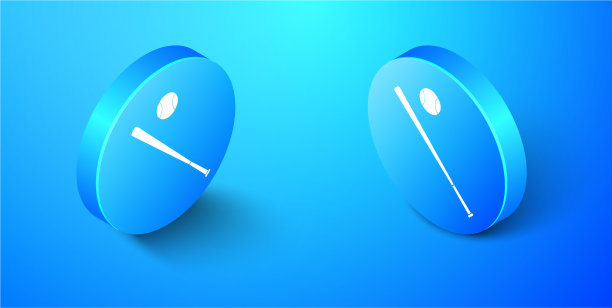 等距棒球和球棒图标隔离图片下载