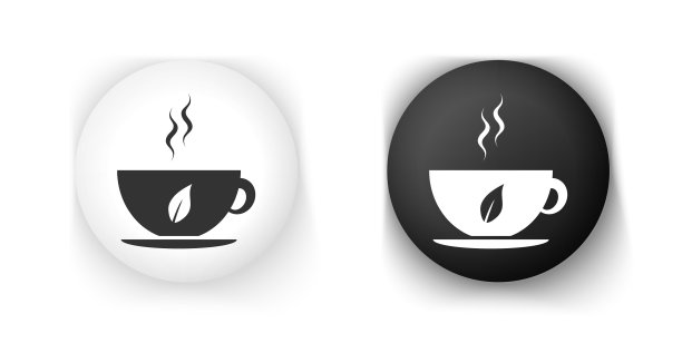 黑白杯茶与叶相隔绝图片下载