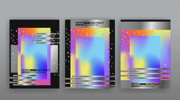 全息抽象页面模板设置复古波浪glitch创意潮人，霓虹灯和柔和的梯度颜色。图片下载