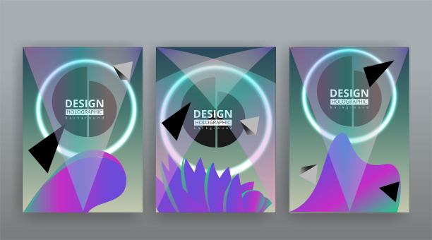 全息抽象页面模板设置复古波浪glitch创意潮人，霓虹灯和柔和的梯度颜色。图片下载