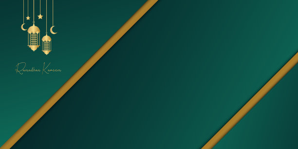 金色和深绿色的托斯卡斋月背景与灯笼，月亮和月牙装饰。伊斯兰贺卡的设计理念。豪华阿拉伯式图案阿拉伯东方风格的封面，小册子，传单，横幅图片下载