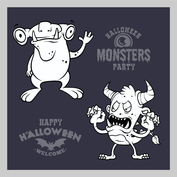 为万圣节设置卡通怪物图片下载