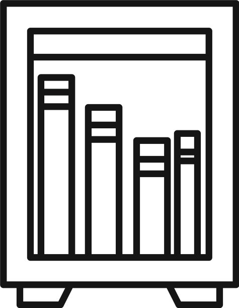 图书馆街道框图标轮廓风格图片下载