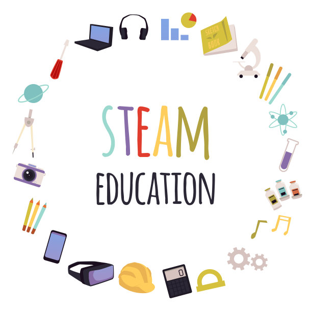 旗帜与一套蒸汽教育图标图片下载