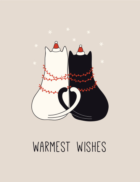 有可爱猫咪的圣诞贺卡图片下载