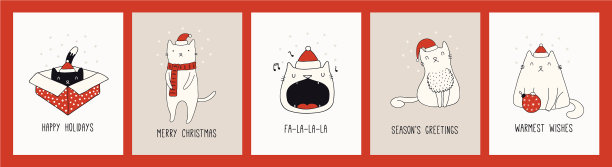 圣诞贺卡和可爱的猫图片下载