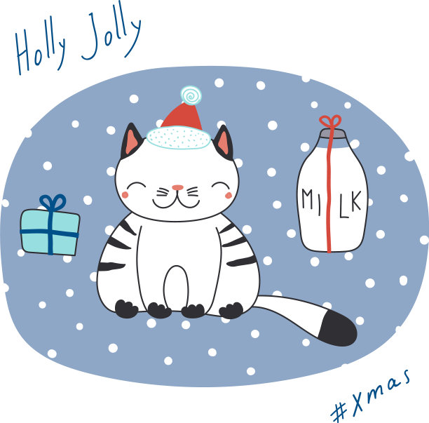 可爱的圣诞猫贺卡图片下载