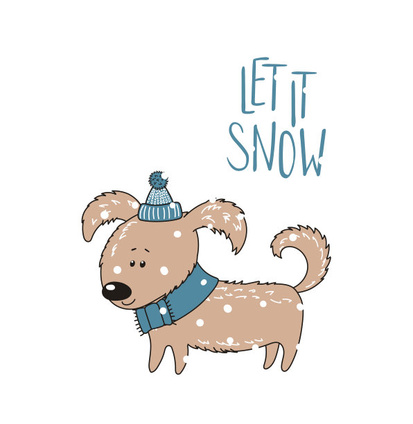 可爱的狗狗寒假贺卡图片下载