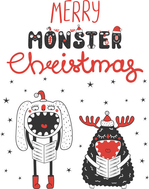 可爱和有趣的圣诞怪物图片下载