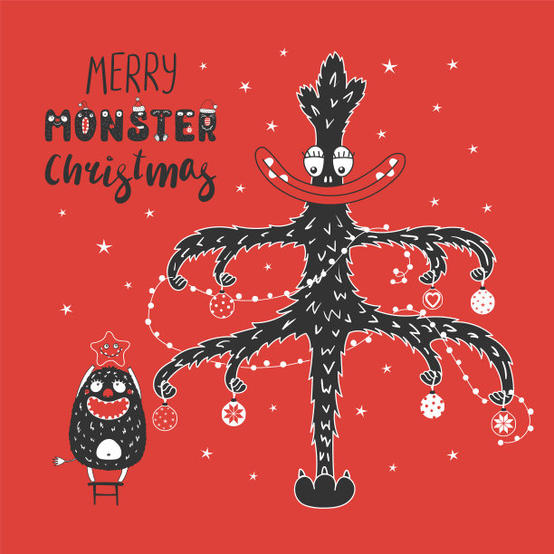 可爱和有趣的圣诞怪物图片下载