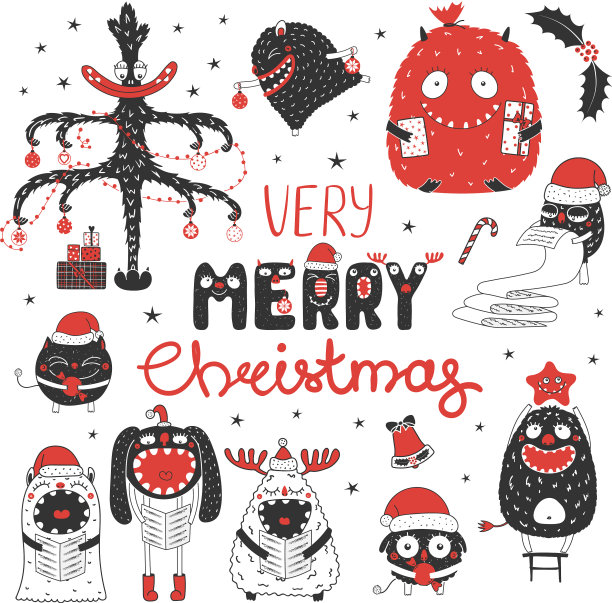 可爱和有趣的圣诞怪物图片下载