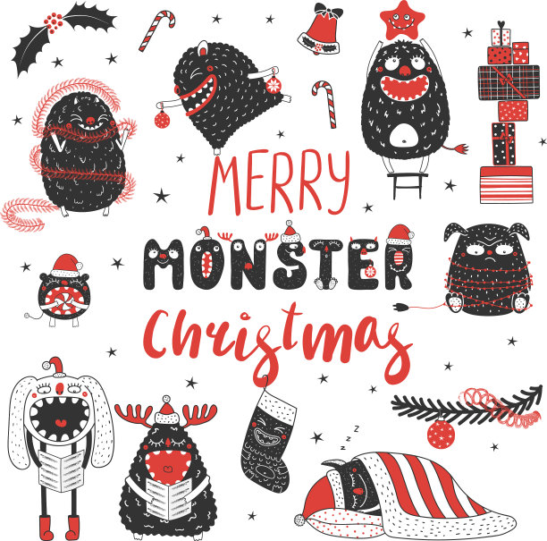 可爱和有趣的圣诞怪物图片下载