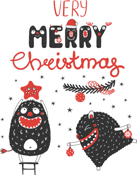 可爱和有趣的圣诞怪物图片下载