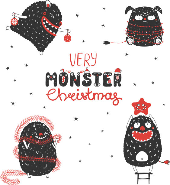 可爱和有趣的圣诞怪物图片下载