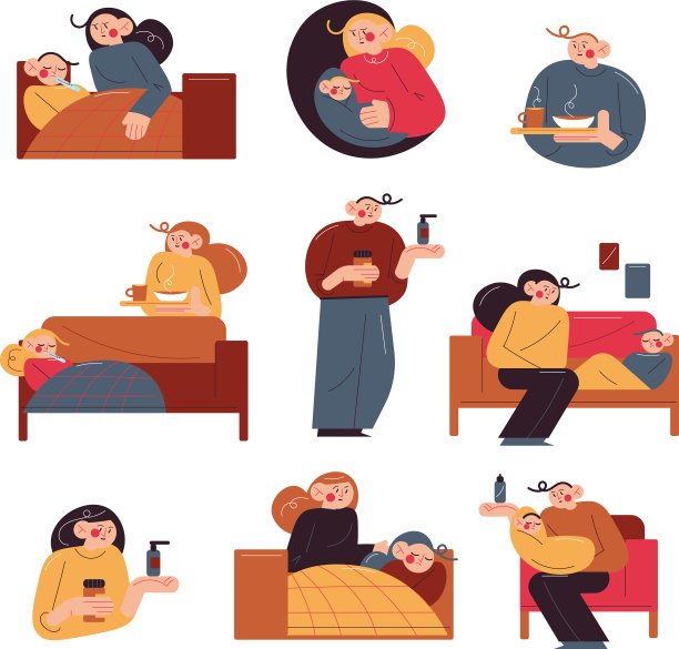 让父母照顾他们生病的孩子图片下载