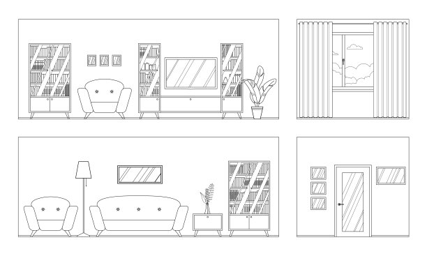 轮廓全景客厅内饰图片下载